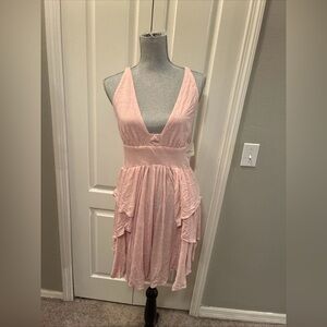Free people ladies pink chalk tie back dress size large